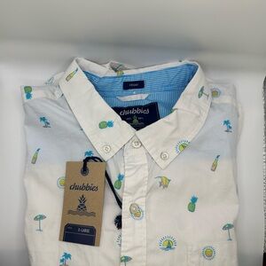 Chubbies Mens Friday Shirt Straight No Chaser‎ Button Up Tropical AOP Sz XL NWT